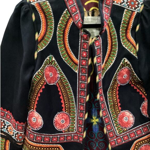 Alix Of Bohemia The Alexander Open Front Jacket  Black Multicolor Size Small - Picture 3 of 12